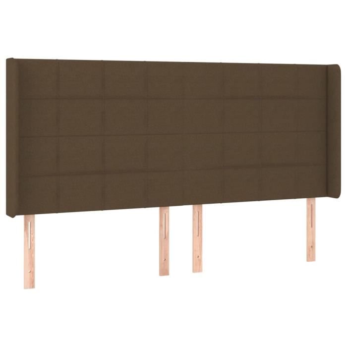 VidaXL Tête de lit avec oreilles Marron foncé 183x16x118-128 cm Tissu3119597