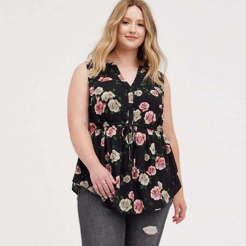 

Waist-Controlled Lace-up Vest Export Export Sleeveless Shirt Black 0