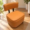 Movable Upholstered Low Stool with Wheeled Base Mobile Rolling Backrest Soft Seating