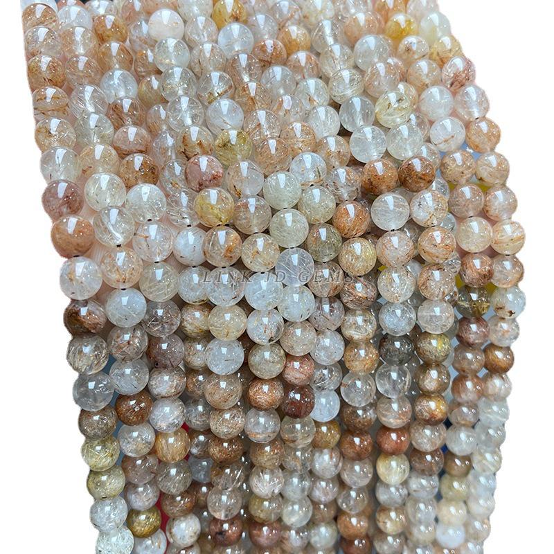 Jingde Jewelry Natural Red Rutilated Quartz Round Crystal Beads for DIY Bracelet Accessories.