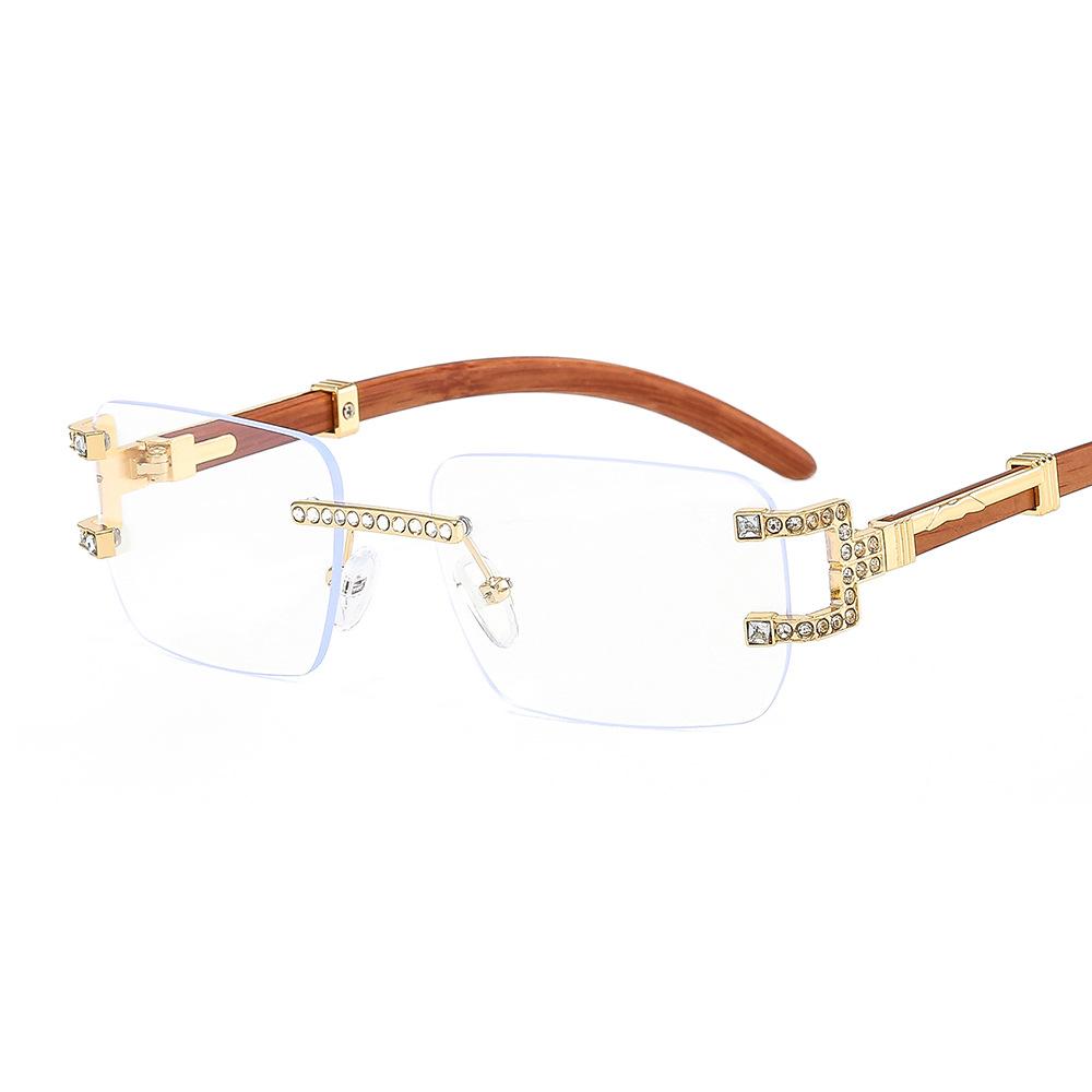 Y2K Vintage Luxury Designer Rimless Diamond Sunglasses Women Crystal Rhinestone Square UV400 Sun Glasses For Men