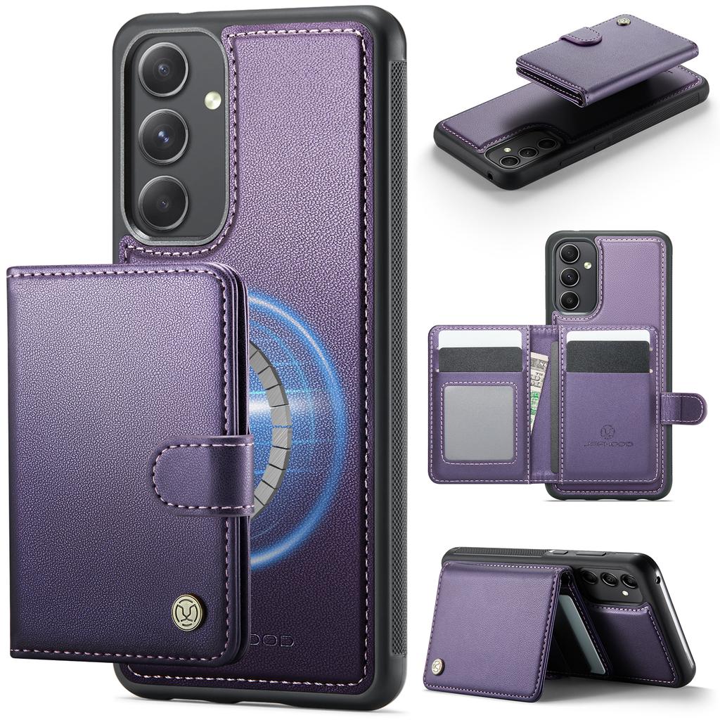 For Samsung Galaxy A54 5G Case JEEHOOD J09 RFID Blocking Card Holder Leather Back Phone Cover Magnetic Case