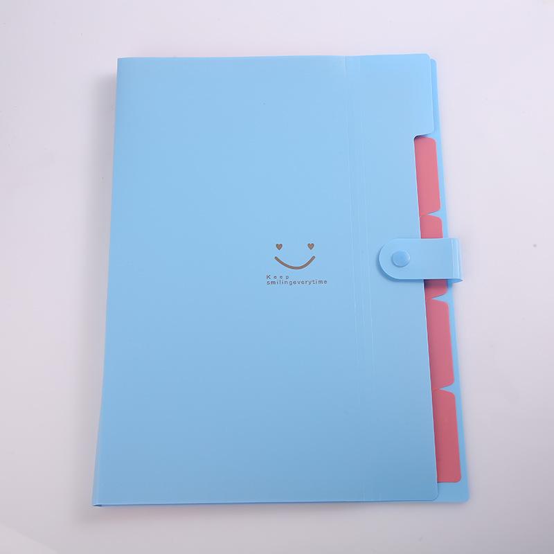 Smiley Pp Folder A4 Information Book Spot Five Grid Smile File Bag Purple Button