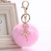 Ballet Dancing Girl Keyring Cute Fluffy Pompom Rhinestone Car Handbag Motorcycle Pendant Accessorie Keychain Retail Wholesale
