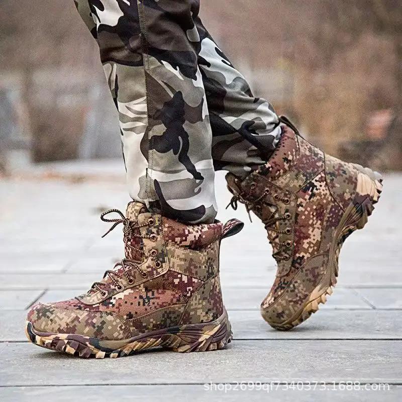 Winter Men's Snow Boots Men Combat Army Boots Winter Camouflage Warm High-top Cotton Shoes Mens Plush Wool Boots Size 39-46
