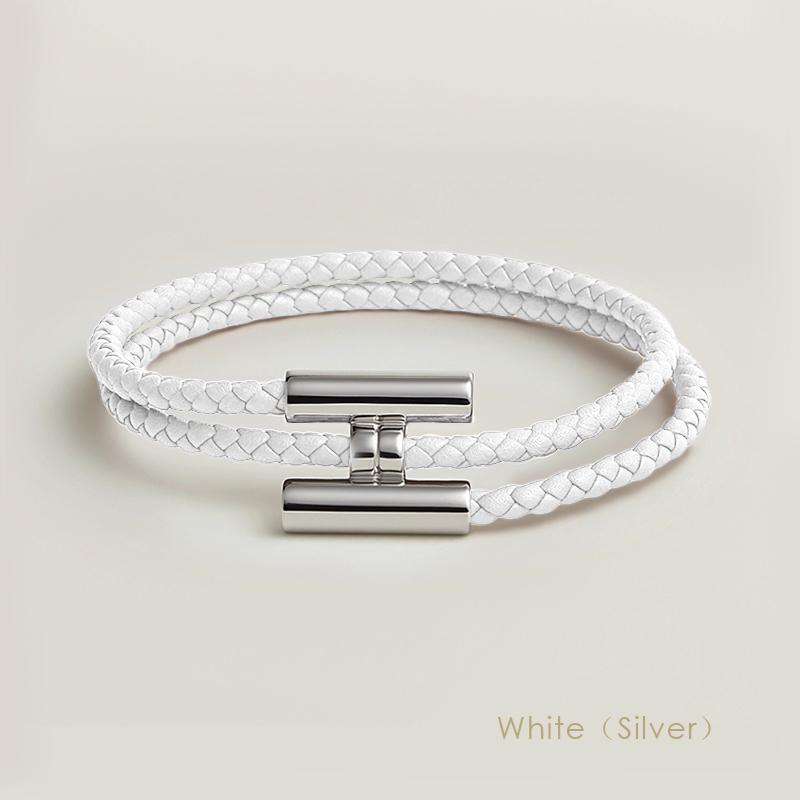 MOONLIGHT Classic H Button Braceles for Women Double-layer Leather Charm Bracelet Female Fashion Couple Jewelry Gifts 13 Colors