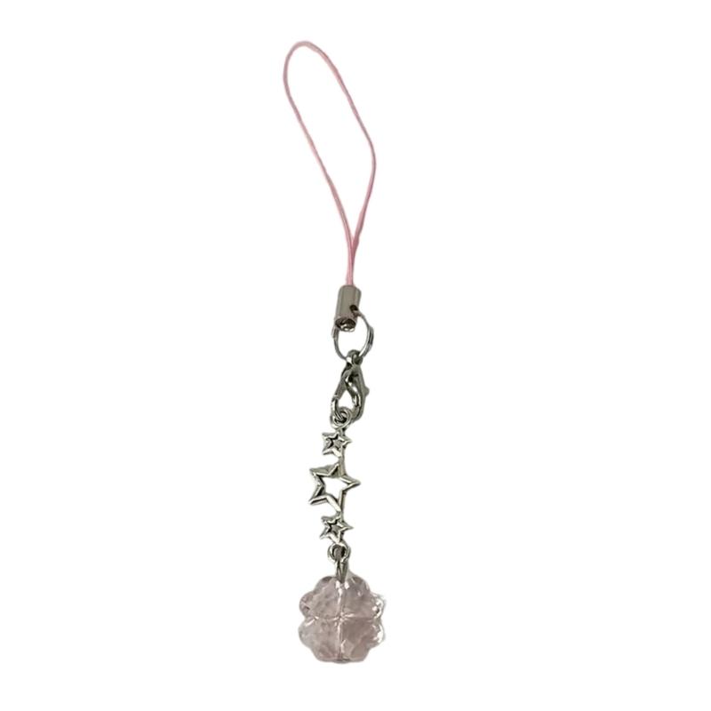 Cute Crystal Clovers Charm Phone Chain Elegant Crystal Four Leaf Clovers Phone Strap Accessory Versatile Phone Lanyard