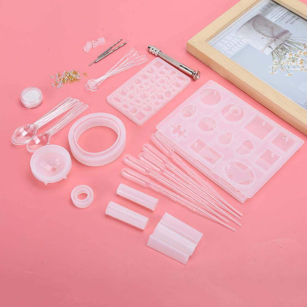 Silicone Casting Molds DIY Crystal Epoxy Mold Kit Crafts Necklace Pendant Making Tools