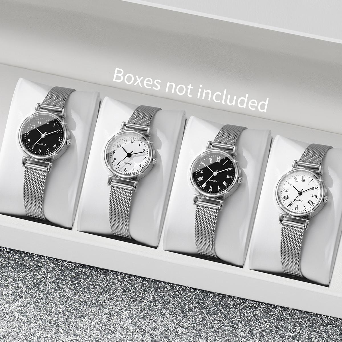 

4 ШТ./Компл. Модные женские часы с маленьким циферблатом, женские часы с сетчатым браслетом, аналоговые кварцевые наручные часы Reloj Mujer