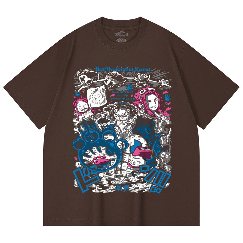 230 Gsm 100% Cotton One Piece V46 Kuma Print Unisex Heavy Cotton T Shirt