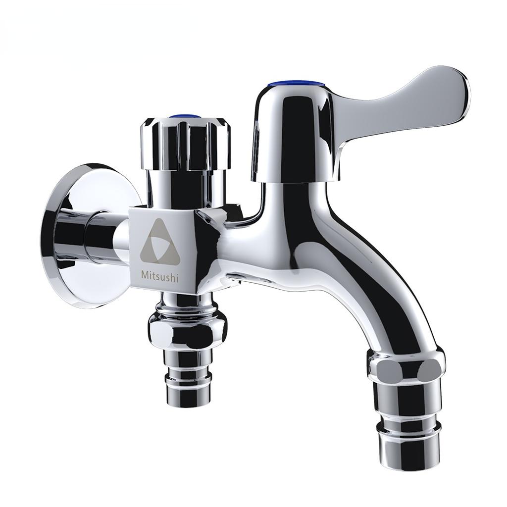 Robinet Double Sortie Eau Acier Inoxydable Interrupteur Eau Robinet Unique Entrée Deux Sorties Robinet pour Bassin de Lavage Robinet Double Eau Machine à Laver Double Eau