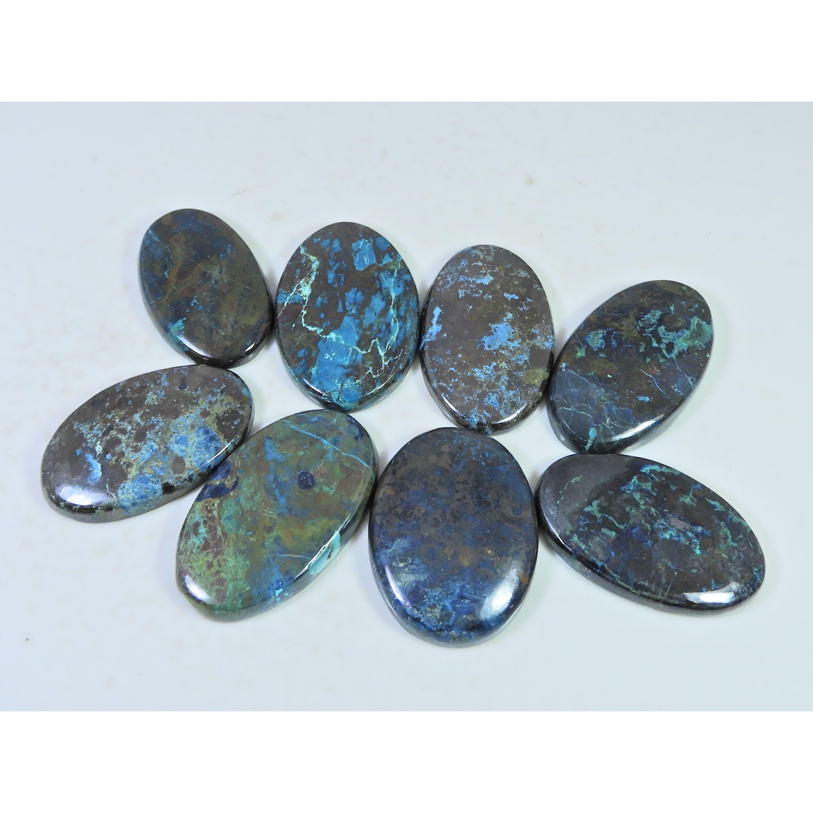 08Pcs Natural Chrysocolla Oval Shape Cabochon Loose Gemstone 405Cts. Lot C-1977