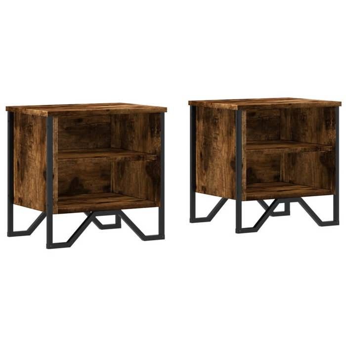 VidaXL Bedside Tables 2 Pcs Smoked Oak 40x30x40 Cm Engineered Wood, Cabinet, Side Cabinet, Phone Stand, 848499