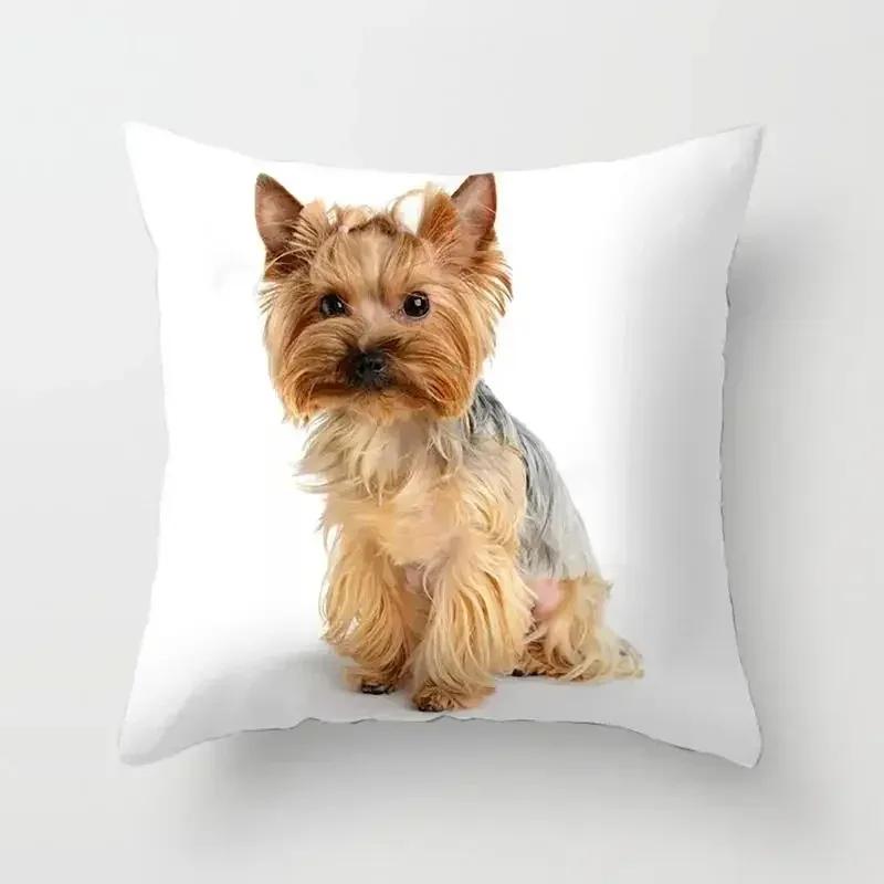 VIKAMA Yorkshire Dog Hd Pillow Case Cute Pet Print Detachable Washable Pet Style Living Room Sofa Bedroom Pillow Case
