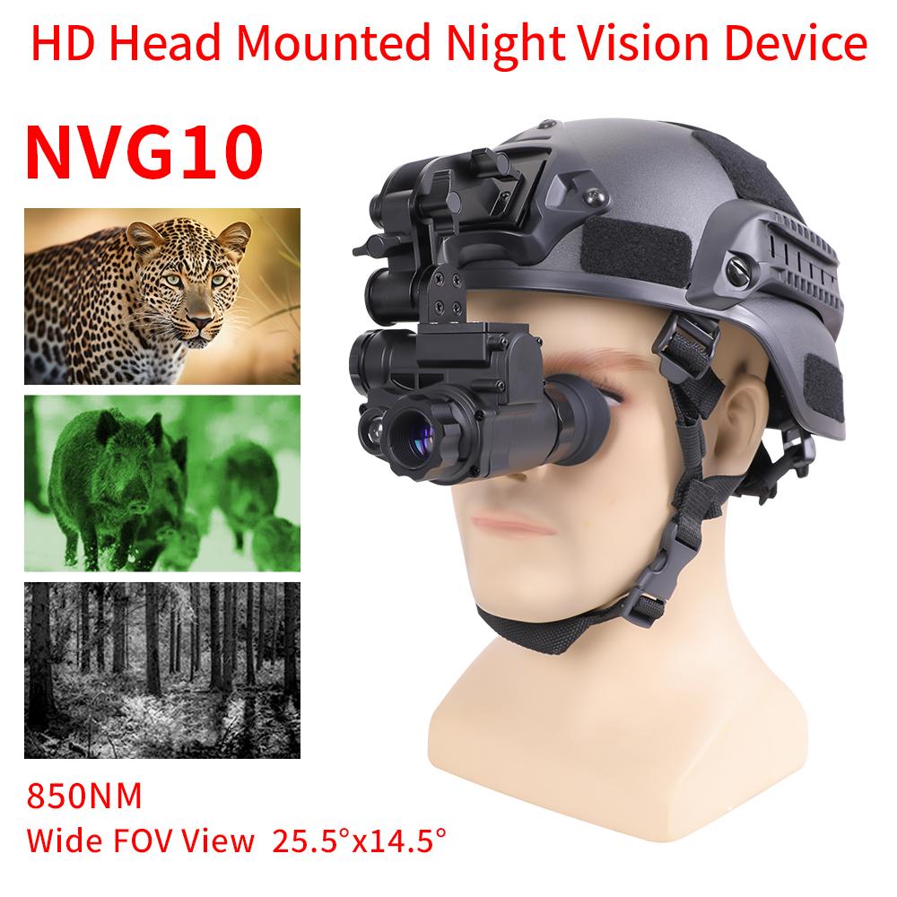 NVG10 Kopfmontiertes Nachtsicht-Monokular-Zielfernrohr WIfi Jagd Digitaler Helm Nachtsichtbrille mit 200m/656ft Sichtbereich