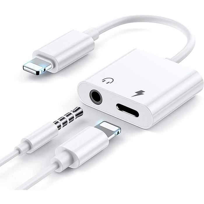 Adattatore Cavo Lightning a Mini-jack da 3,5 mm a 2 Porte, Adattatore Convertitore Lightning 2 in 1