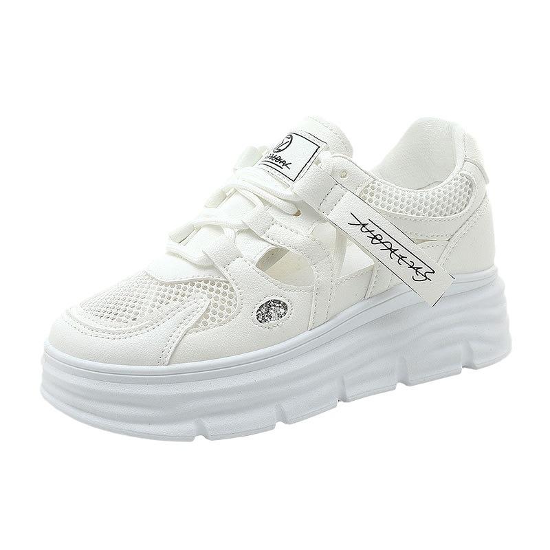 Fashion Womens Shoes 2025 Summer Hollow Mesh Platform Sneakers Heightened Fashion Versatile Casual Shoes Womens Sandal Large Size 35-42