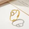 Elegant Double Heart Ring for Women: Simple Micro-pave Diamond Design