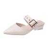 Belt Buckle Half Slippers Women's Outer Wear 2025 Summer New Korean Version Pointed Thick Heel Bag Head Slippers Women