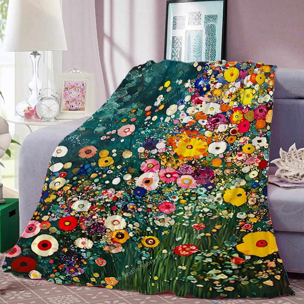 Beautiful Flowers Print Flannel Blanket,Soft Warm Throw Blanket Nap Blanket For Couch Sofa Office Bed Camping Trave Blanket Gift