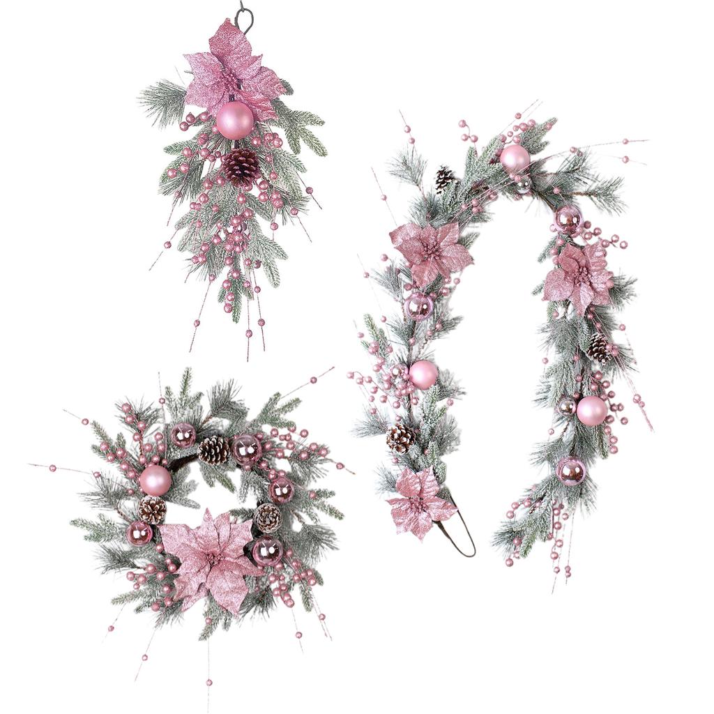 Artificial Xmas Decor Flower and Pine Needles Artificial Xmas Hanging Decor for Home