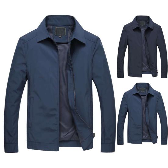 Lapel Long Sleeves Pockets Zipper Placket Men Coat Spring Autumn Casual Tin Type Slim Fit Jacket Coat