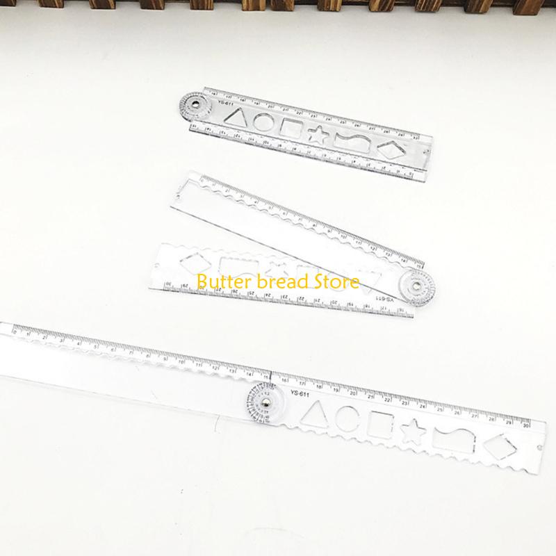 W89C Precisions Sliding Edgeds Paper Cutting Ruler Foldable Acrylic Transparent Design For Crafting Office School Use