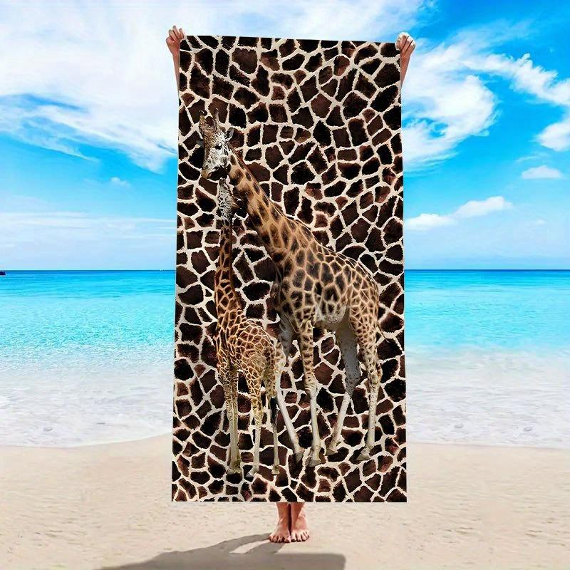 Telo da Spiaggia Extra Large con Stampa Giraffa - Asciugatura Rapida, Morbido e Confortevole per Yoga, Nuoto, Corsa - Rettangolare in Poliestere Lavabile in Macchina