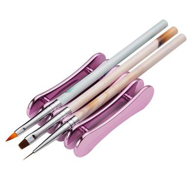Nail Art Penselen Penhouder Standaard voor 5PCS Make-up Goud Zilver Dienblad