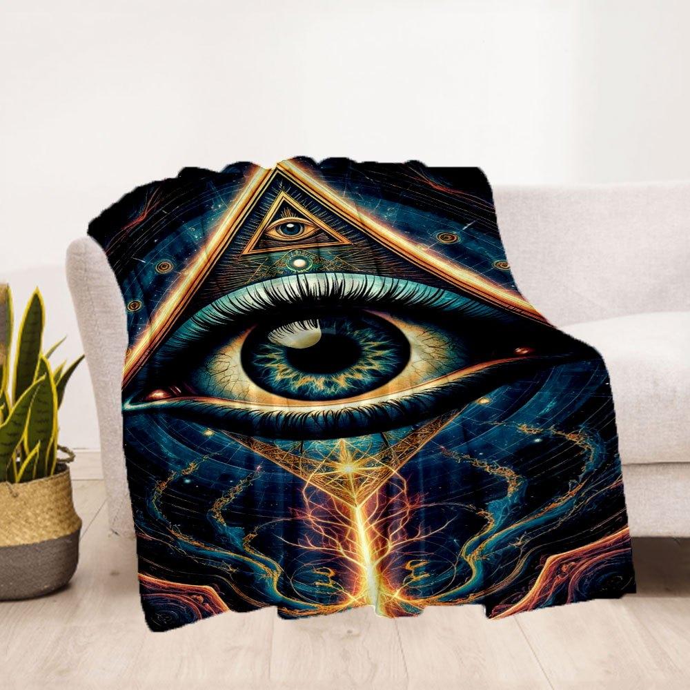 "Enchanted Eye of Providence Wall Art Print"Blanket Flannel Throw Blanket for Sofa, Bed, Travel, Camping, Office, Couch, Chair, And Bed Gift