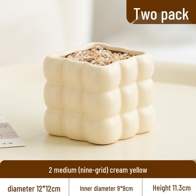 Nordic Style Cream Ceramic Succulent Pot for Phalaenopsis and Green Plants