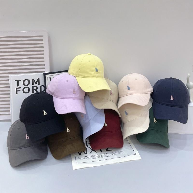 Baseball cap, hand-sewn hardware h letter soft top cotton cloth, thin sunshade, sunscreen cap, women's model