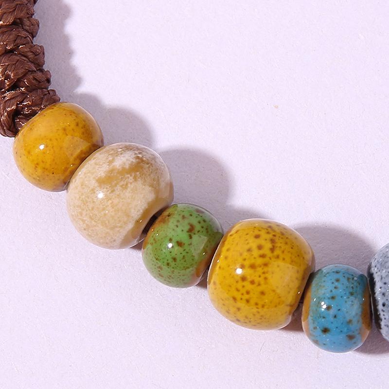 Ethnic Colorful Ceramic Beads Hand Woven Bracelet For Women Accessories