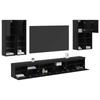 TV Wall Shelf Set 7 pcs Black Oak Effect Wood Based Panel