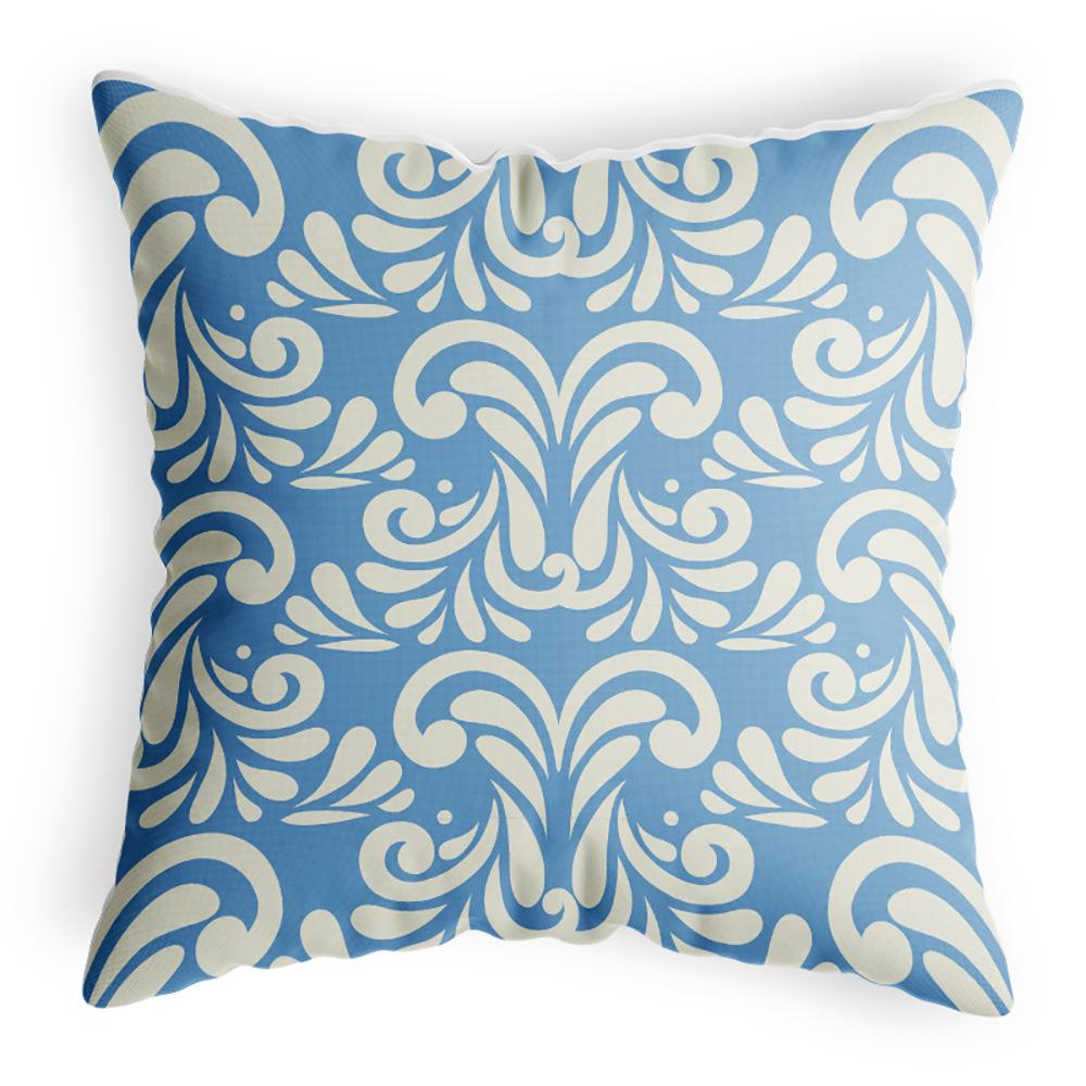 Blue and White Porcelain Style Pillow Cover Retro Home Bedside Wooden Sofa Pillow Cover Cotton Linen Polyester Living Room Chair Cover