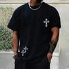 Módní triko s hip-hopovým křížem s grafickým potiskem 2024 nadměrná velikost s volným výstřihem do O Trička s krátkým rukávem Nové ležérní denní pánské oblečení