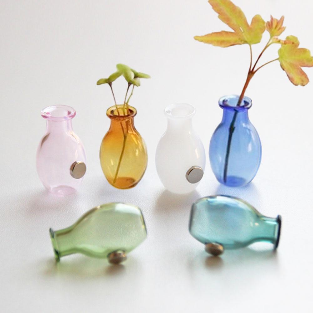 1Pc Cat Whiskers Mini Glass Vases Magnetic Tiny Vases Refrigerator Decor Small Plant Kitchen Office Cat Dog Whisker Holder Gift