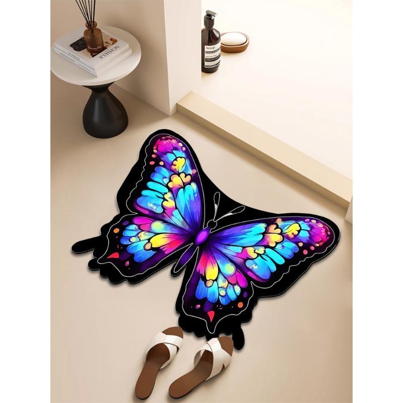 Butterfly Non-slip Floor Mat Bathroom Special-shaped Door Absorbent Foot Mat Quick-drying Toilet Bathroom Entrance Mat Carpet