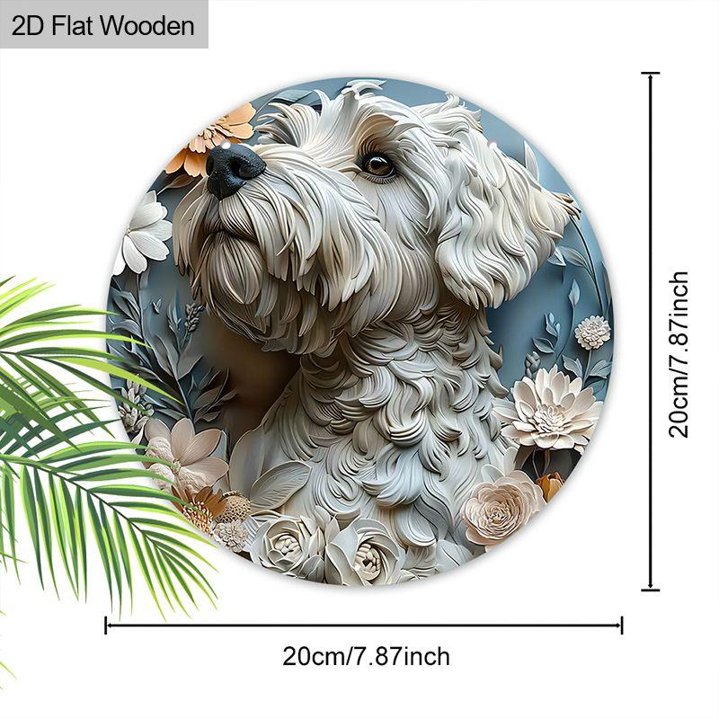 2D flat hanging decorative signs,interior wall or door decoration,garden decoration,the pattern is a cute dog,a housewarming gift for friends
