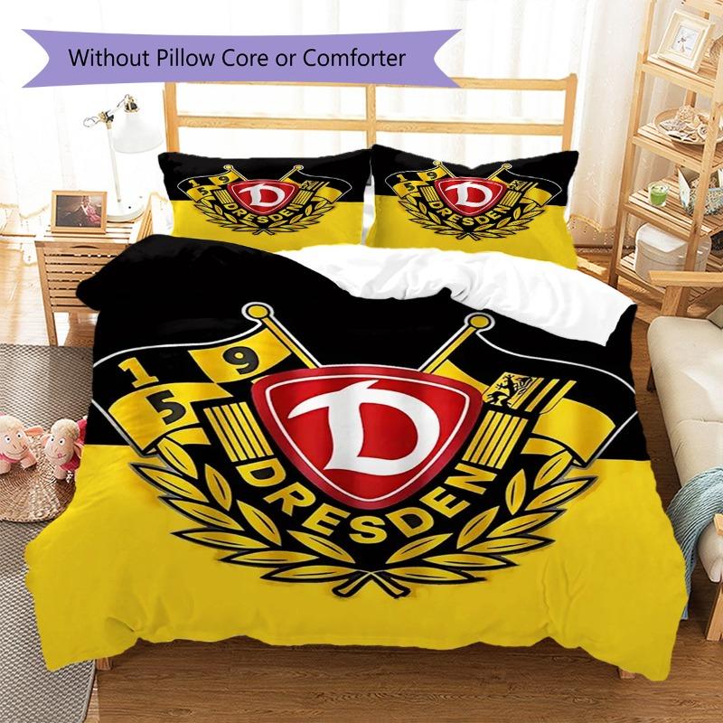 Dresden Sport Club Großes Emblem Flaggen-Druck 3-teiliges Bettbezug-Set Sportfan Bettwäsche Schlafzimmer Heimdeko Ohne Kissenkern Bettdecke