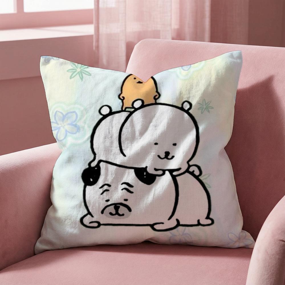 Cute J-Jokes Bear Cushion Cover Multi-Scene Pillow Cover for Home & Car - Reversible, Soft & Durable for Daily Use
