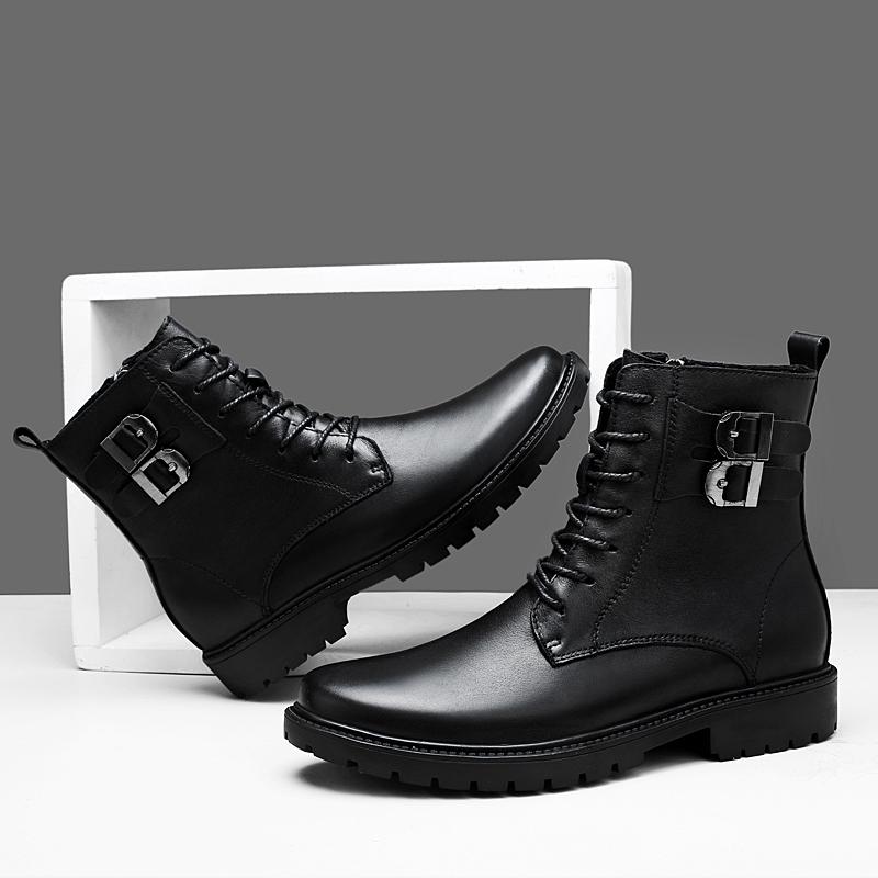 Fashion Street Style Male Walking Footwear Luxury Brand Outdoor Boots High Quality Man Ankle Boots Warm Plush Fur Winter Shoes High Top