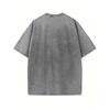 Men's Vintage-Inspired Washed Gray T-Shirt with Red Heart Graphic  100% Cotton, Short Sleeve, Round Neck, Comfort Fit