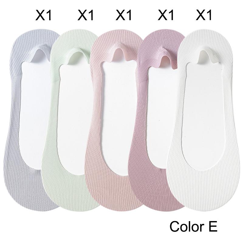 5 Pairs Women's Socks Summer New Ice Silk Breathable Slippers Socks Invisible Solid Color Seamless Non-slip Socks Ladies Comfort