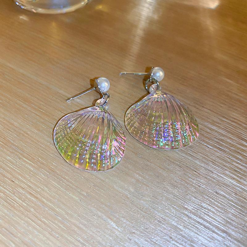 Acrylic Shell Pearl Silver Needle Earrings