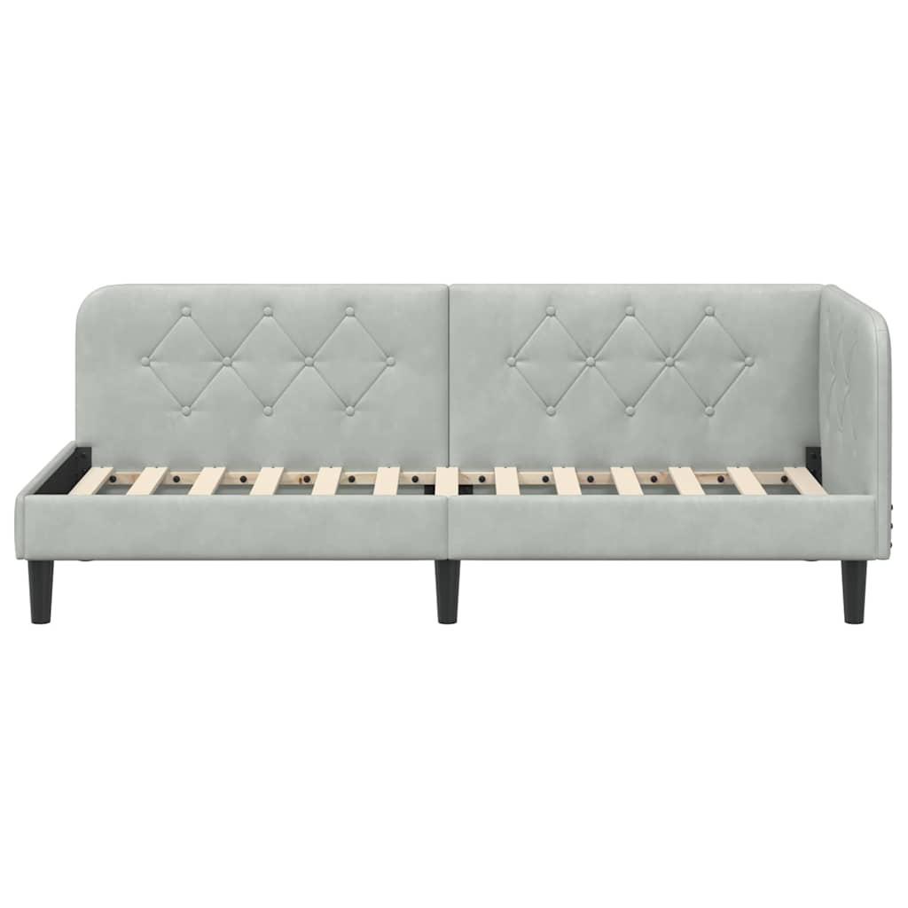 Corner Bed Frame Light Grey 80 X 200 Cm Velvet