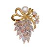 Vintage Style Zircon Bow Brooch with Leaf Design and Pearl Accent Elegant Jewelry Accessory for Formal and Casual Wear