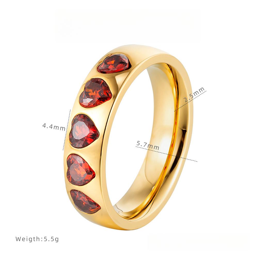 New Love Row Diamond Ring Plated Light Luxury High-end Ring Women's Titanium Steel Jewelry