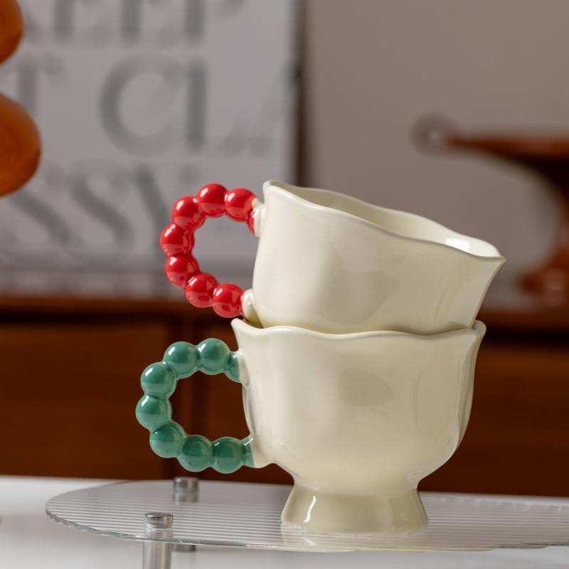 French Ceramic Cup Hand Painted Cup High Looking Couple Tea Cup Coffee Cup Mixing Cup