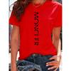 Damen Sportlich Lässig Modisch T-Shirt mit Buchstabenmusterdruck - Leicht und Weich Rundhals Sommer Kurzarmtop